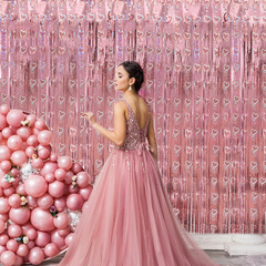 New Wedding Decoration Heart 2-meter Rain Silk Curtain, Proposal Background Curtain, Love Declaration Scene Arrangement, Colorful Rain Silk Door Curtain