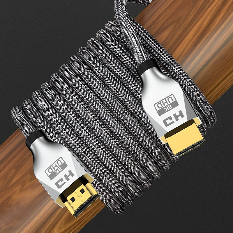 Заводская оптовая продажа Moken source HDMI 2.1, головка из цинкового сплава, HD-плетеный кабель, 8K цифровое ТВ HD кабель