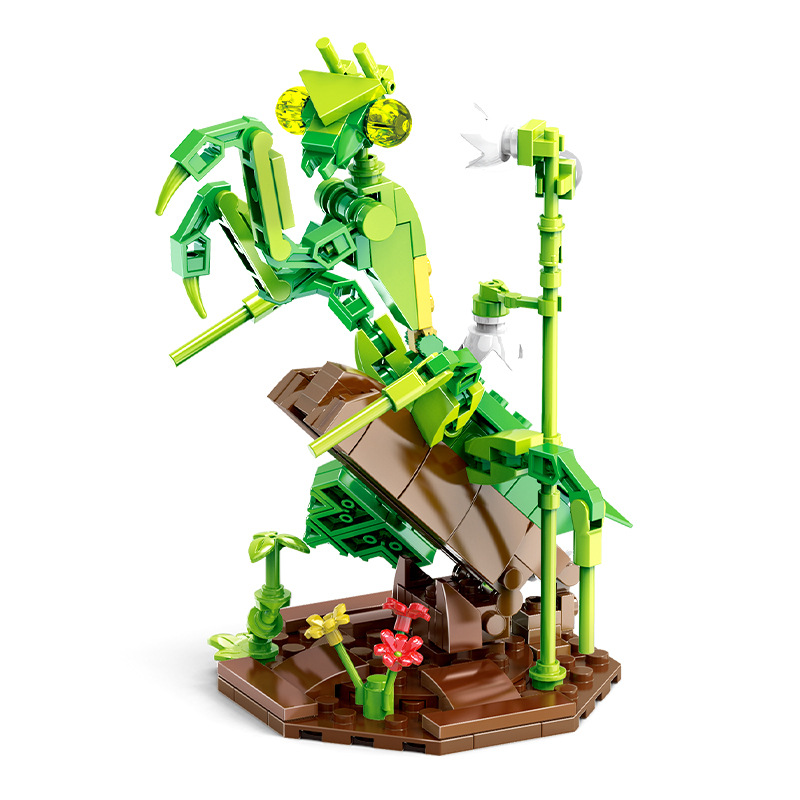 Creación conjunta 7650 modelos de insectos Mantis Mantis ensamblan bloques de construcción, pequeños juguetes de rompecabezas para niños al por mayor en tiendas físicas
