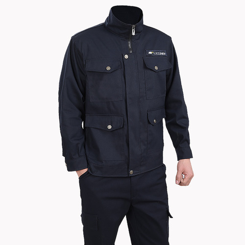 Spring and Autumn Workwear Set for Men, Single Piece Protective Clothing for Electric Welders, Flame-Resistant and Abrasion-Resistant Construction Site Work Uniforms