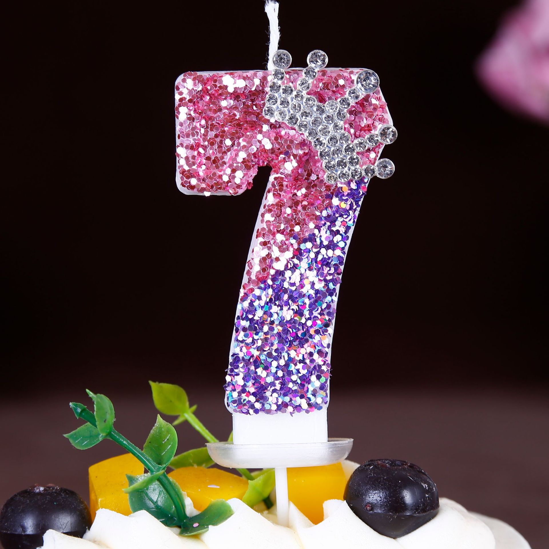 Vela de cumpleaños digital que cambia de color Princess Crown pastel de cumpleaños plug-in vela decoración Amazon AliExpress exclusivo