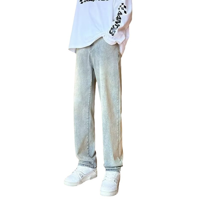 Estilo de Hong Kong hombres de moda verano nuevo estilo 2024 personalidad alfabeto jeans hip-hop ins marea calle alta tendencia pantalones guapos