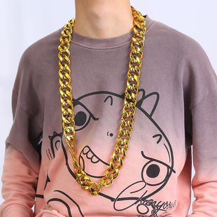 Online celebrity TikTok big chain live props plastic necklace hip hop exaggerated social simulation super thick chain local gold