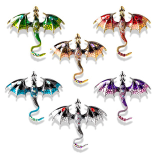 Retro Oil Dripping Cartoon Flying Dragon Shape Brooch Men's Personalized Suit Coat Accessories Pin Jewelry Cross-Border New Style