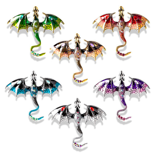 Retro dripping oil cartoon flying dragon style brooch men's personalized suit coat accessories pin jewelry cross-border supply