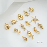 Сильный цвет 14K сумка золотой морской жизни раковины медузы кулон diy ручной браслет серьги аксессуары