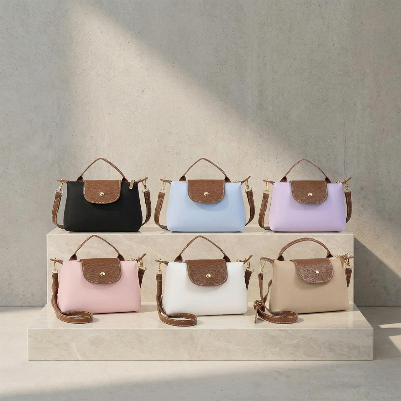 Cross-Border Popular Mobile Phone Bag for Women 2026 New Fashion Color-Blocking Handbag Casual Nylon Shoulder Crossbody Bag Women's Bag