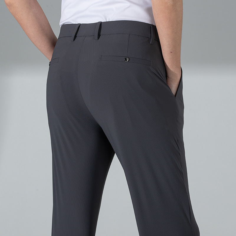 1 Sommer Neue Lässige Eisseidenhose, dünn, lang, für Herren mittleren Alters, Markenqualität 5A, antibakteriell_voghion.com