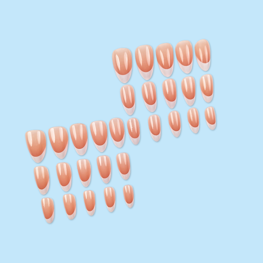 Polvo de venta en caliente transfronteriza color blanco desgaste de uñas de borde blanco francés en forma de gotas de uñas 30 piezas de uñas falsas terminadas image 4
