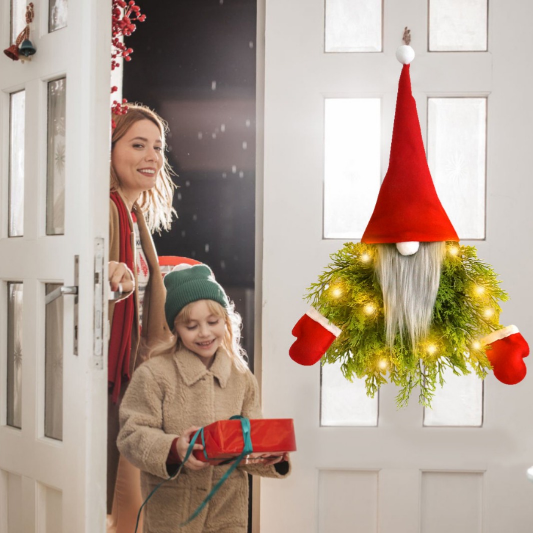 Transfronterizos luminosos sin cara guirlandas de navidad para ancianos restaurantes bar decoración navideña props decoración navideña colgantes de guirlandas