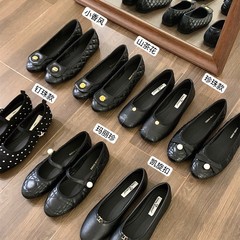 平底フランスの小さな香風メアリージェーンの靴女性靴2025春の黒い通勤靴バレエの夜の靴