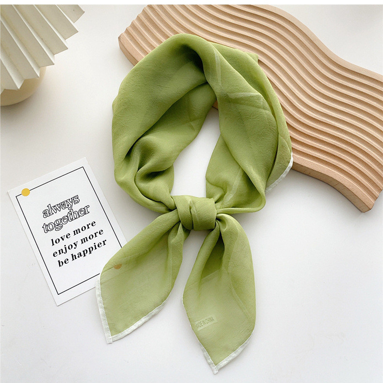Solid Colour Silk Scarf For Women Soft Square Neck Scarf Stylish_voghion.com