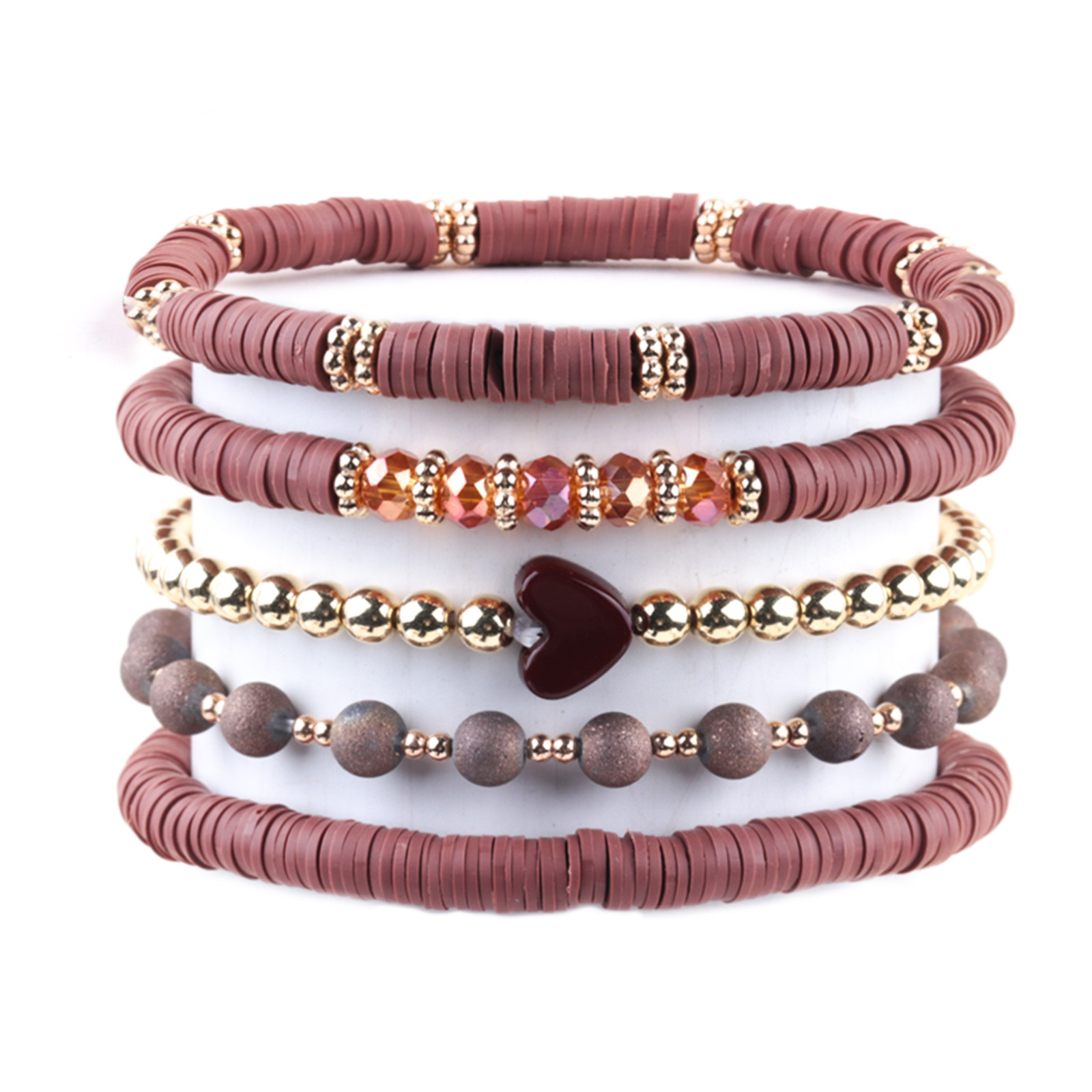 Beaded Chain Chain Type 1 Set Quantity Daily Occasion Simple Style Heart Shape Soft Clay Beaded Chain Beaded Bracelets Wholesale
