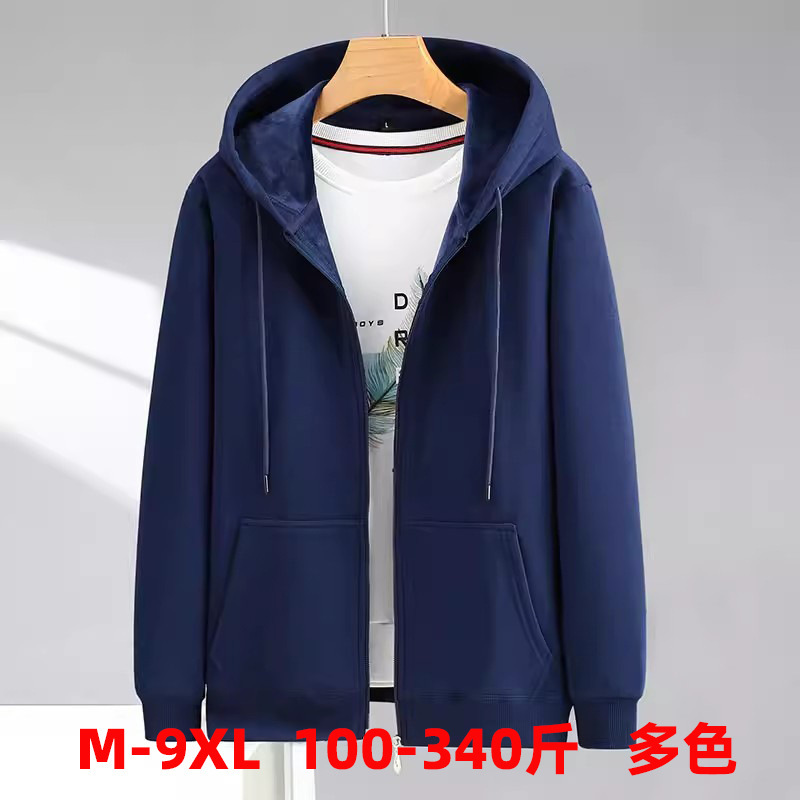 Spring, Autumn, and Winter Hooded Zip-Up Sweatshirt for Men and Women, Fleece-Lined Hoodie, Factory Direct Delivery, Men's Plus-Size Jacket