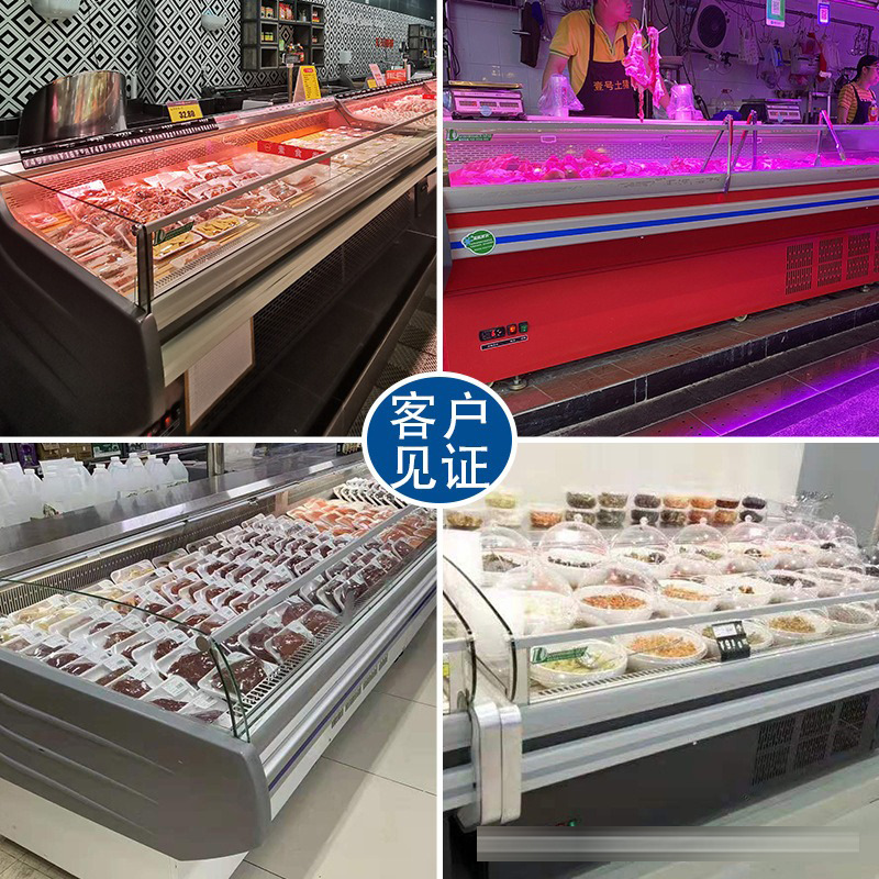 Carne fresca fría vitrina supermercado comercial fresco-mantenimiento gabinete cocinado carne y cordero congelador Frío Directo congelador fresco