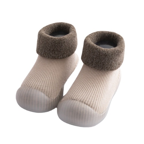  Winter New Children's Soft Soled Toddler Shoes Lamb Wool Snow Socks Shoes Thickened Warm Baby Floor Shoes