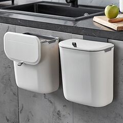 スライド式プラスチック壁掛け式ゴミ箱蓋付きトイレキッチンキャビネットドア吊りフック付きゴミ箱卸売り