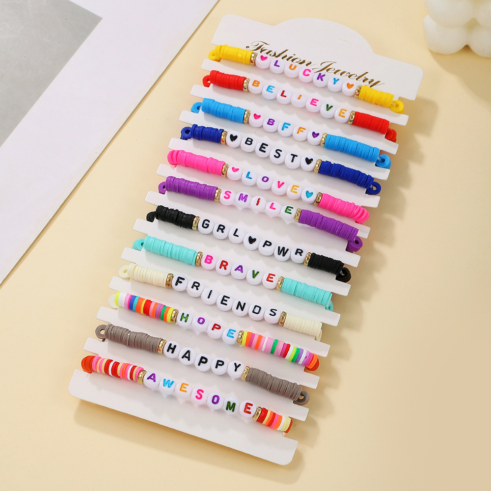 Europe and the United States cross-border new good luck friendship bracelet Bohemia inspirational ladies party gift y2k soft ceramic bracelet