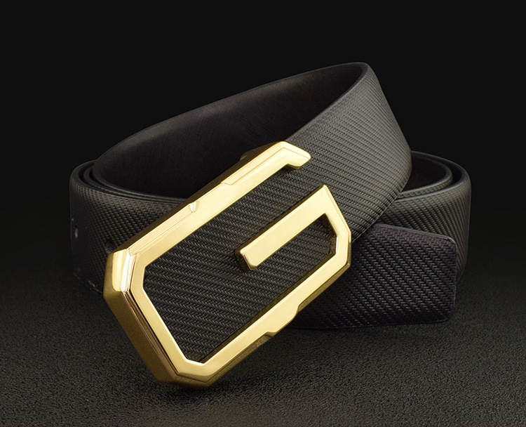 Men's Belt Korean Style White Smooth Buckle Versatile Leather Belt_voghion.com
