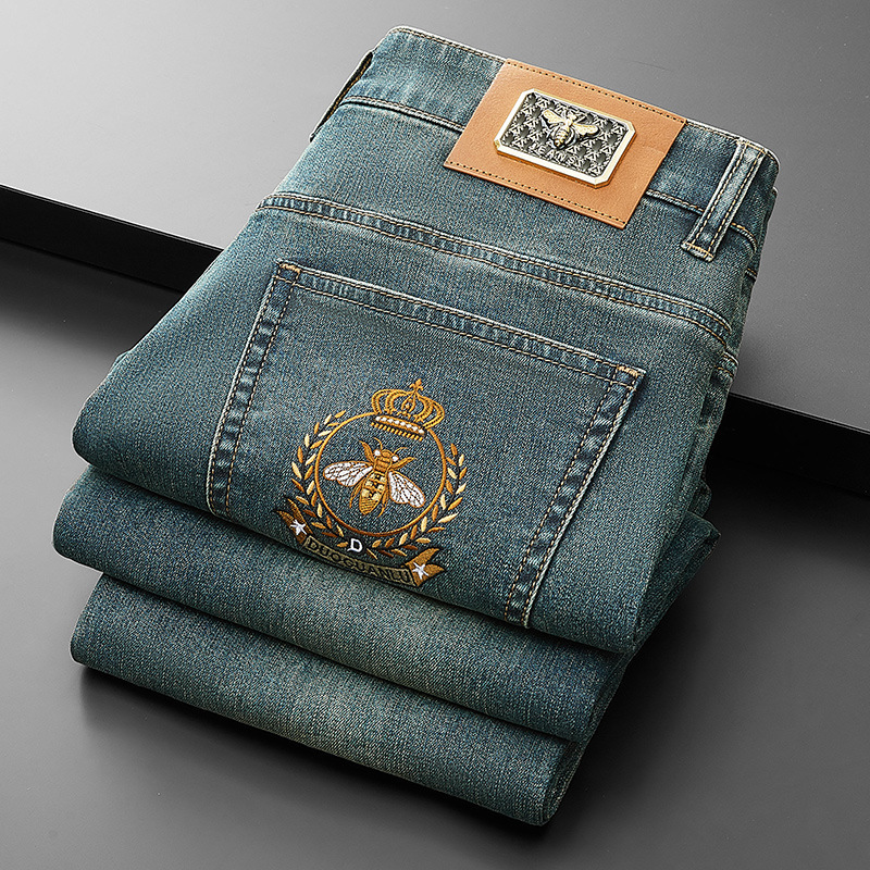 [Designer Style] Acetate Linen Jeans High-End European Men's Pants 2026 Spring/Summer New Men's Straight-Leg Pants