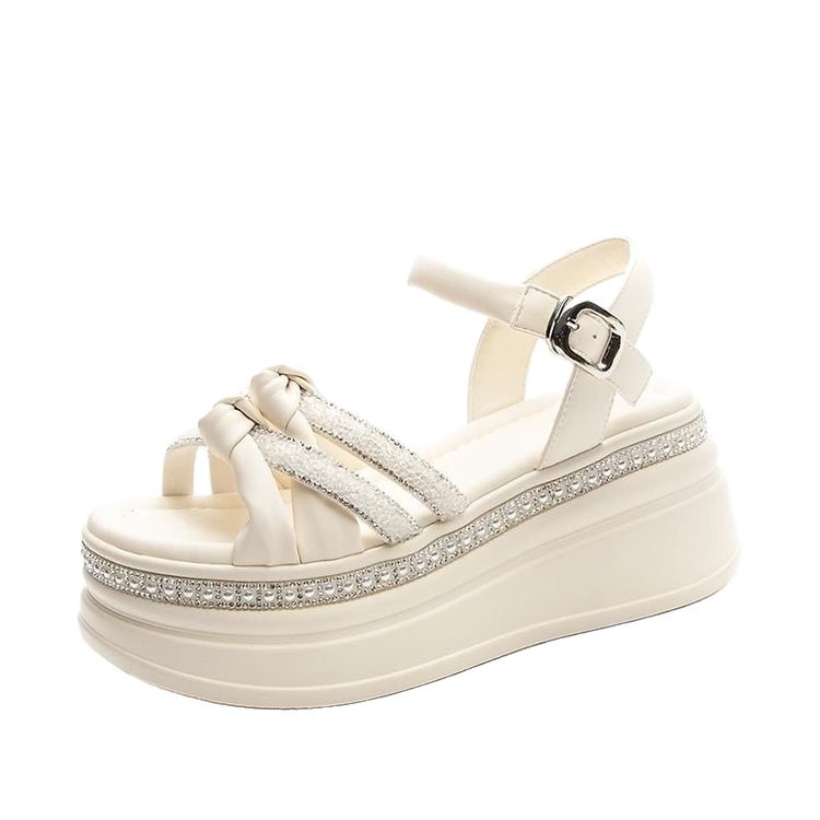 Sandallas romanas de tacón alto para mujeres verano 2026 nuevo estilo de ropa exterior muffin tacones pequeñas sandalias deportivas gruesas