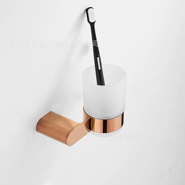 304 Stainless Steel Electroplated Rose Gold Toothbrush Cup Holder for Hotel and Home Use