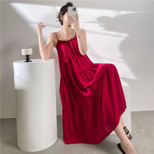 New Cotton Silk Solid Color Camisole Nightdress for Women, Spring and Summer Sexy High-End Camisole Dress, Cotton Silk Can Be Worn Outside
