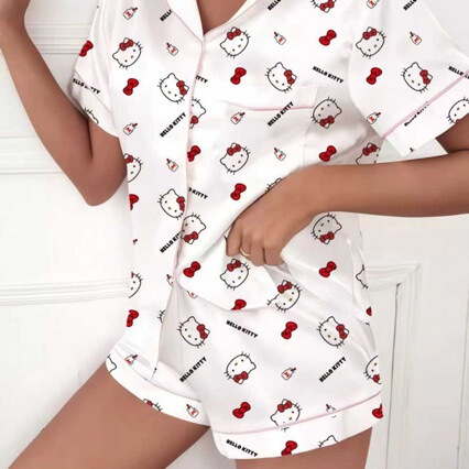 2025 European and American New Cross-Border Pajamas, Sleep Pants, Home Wear Set, Cardigan Shorts, Women's Plus Size, European and American Style, Sleeveless 2025 European and American New Cross-Border Pajamas, Sleep Pants, Home Wear Set, Cardigan Shorts, Women's Plus Size, European and American Style, Sleeveless