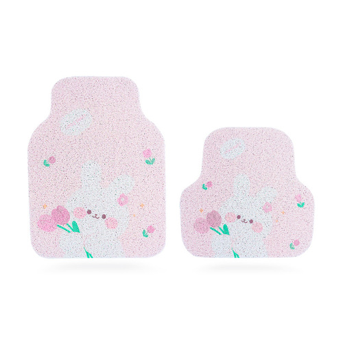 Tulip Rabbit car floor mats, cartoon wire rings, anti-dirty and easy to clean, universal decorative floor mats for front and rear rows of cars