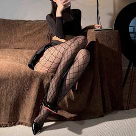 黑丝袜性感菱格网袜高级感薄款渔网袜约会小tips网红潮连裤袜女