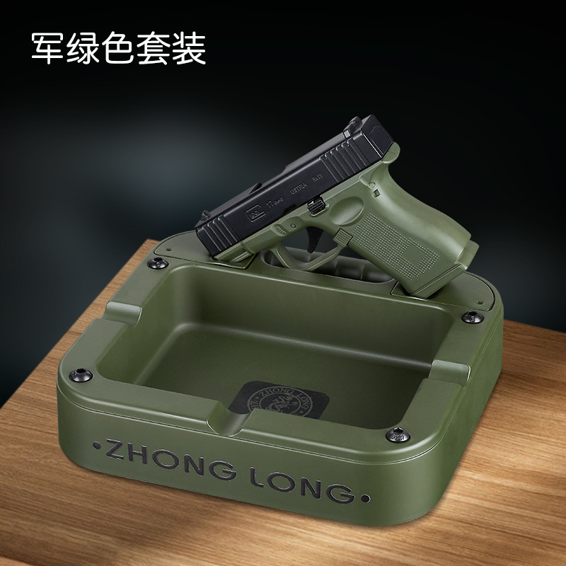 035B marea juegan encendedor de descompresión conjunto de cenicero cuadrado inflado a prueba de viento azul fuego adornos prácticos suministro transfronterizo