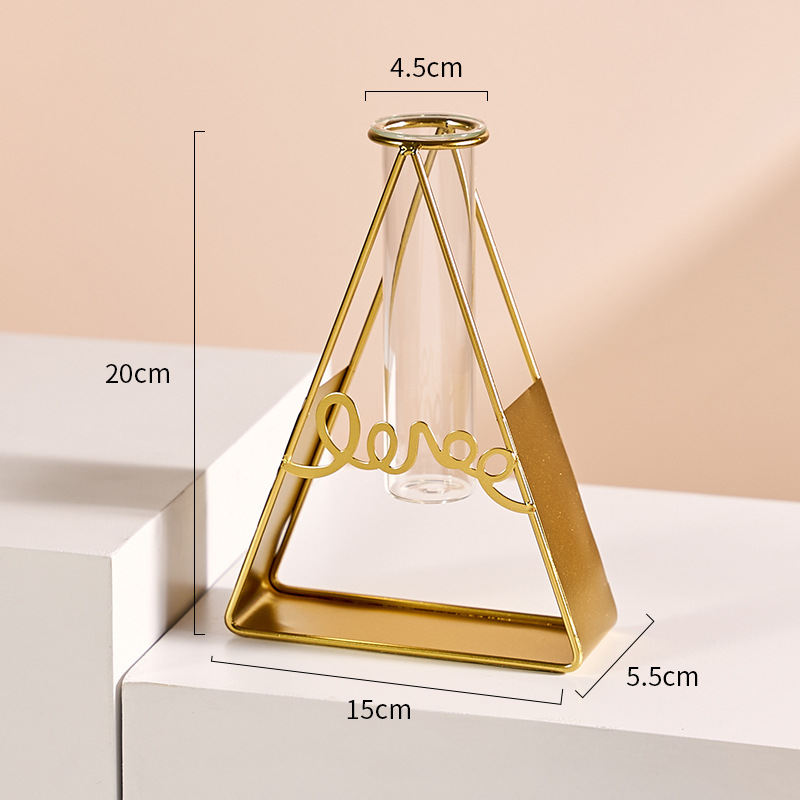 Decoración de vasijas modernas simples ligeras de lujo hogar sala de estar dormitorio comedor decoración de metal tubo de ensayo vasijas hidropónicas