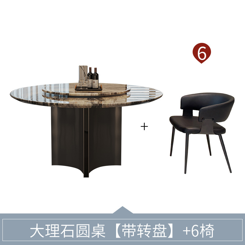 Mesa de Comedor Redonda de Mármol y Acero Inoxidable con Almacenamiento para Restaurante