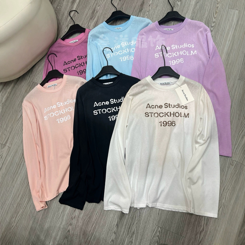 In-stock cross-border AC 1996 letter print washed vintage trendy loose-fitting unisex long-sleeve couple's T-shirt sun protection shirt In-stock cross-border AC 1996 letter print washed vintage trendy loose-fitting unisex long-sleeve couple's T-shirt sun protection shirt
