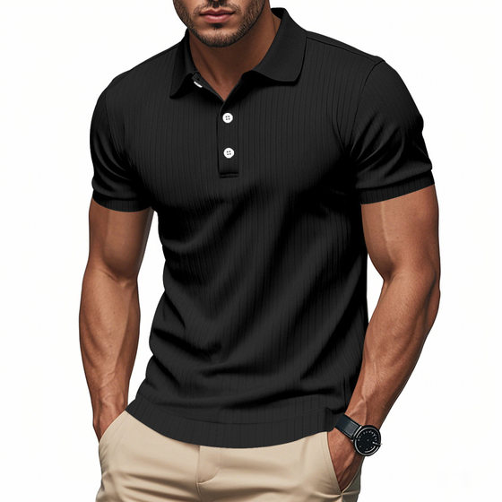 Cross-border Independent Station American-style Summer Men's T-shirt Pit Strip Quick-drying Ice Silk Stretch Lapel Polo Clothes Men's Polo Shirt