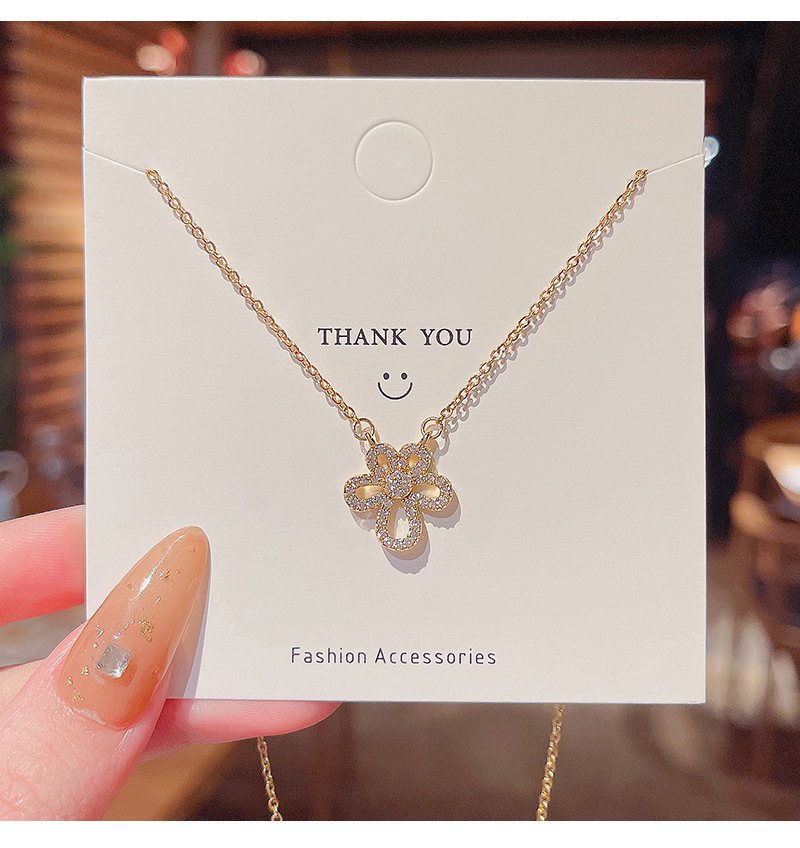 fashion full diamond flower pendant necklace simple titanium steel clavicle chain