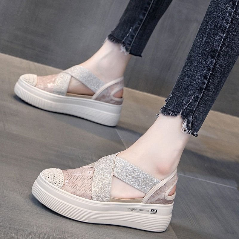 Women's Baotou Sandals Summer Fairy Style Internet Celebrity Thick Bottom High Lazy Fisherman Shoes Casual Shoes