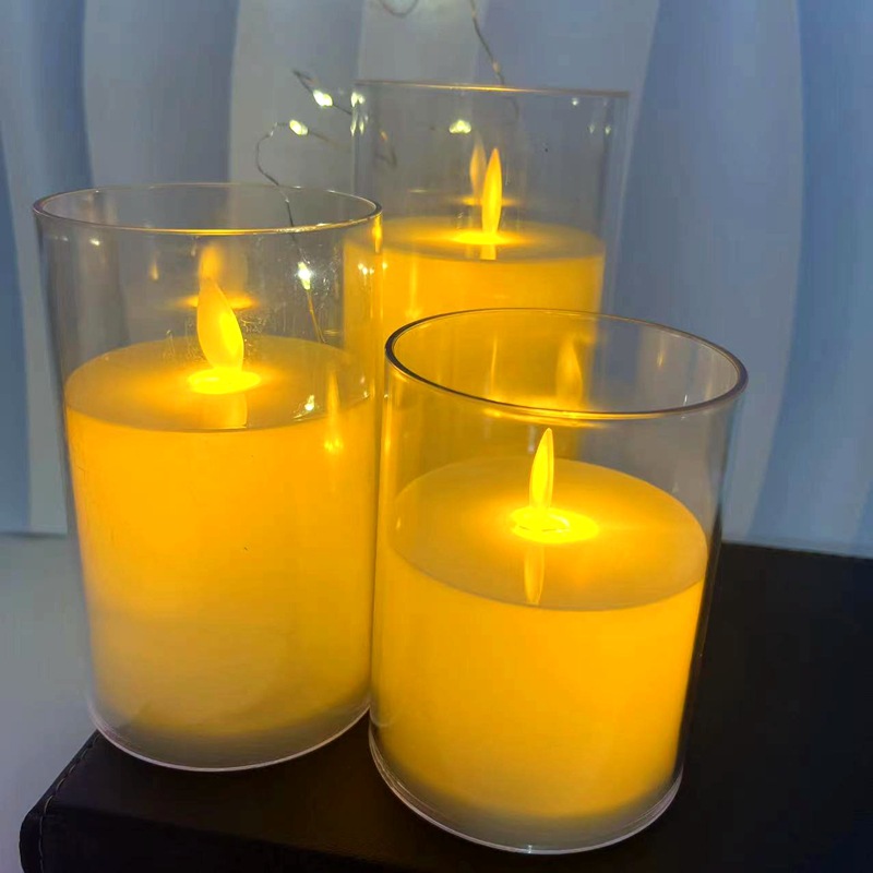 仿真摇摆LED电子蜡烛亚克力玻璃杯蜡圣诞节生日婚庆