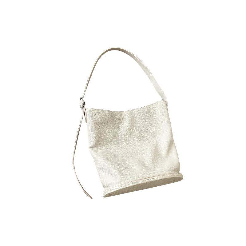 Bucket leisure large capacity commuting women's 2024 new single shoulder tote bag, leather soft cowhide crossbody bag_voghion.com