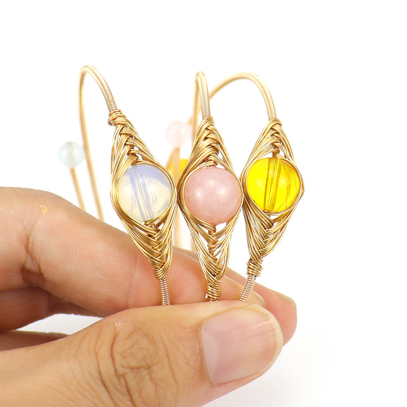 Fashion Geometric natural stone Copper Plating Bangle 1 Piece