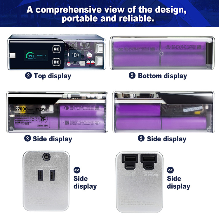 El Cyberpunk| Fuente de alimentación portátil de 100W| 27000mAh de gran capacidad| Soporte de litio eléctrico