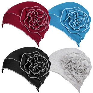 Factory Direct Sales New Flower Hat European and American Best-Selling Women's Large Flower Turban Hat Elastic Care Hat Turban