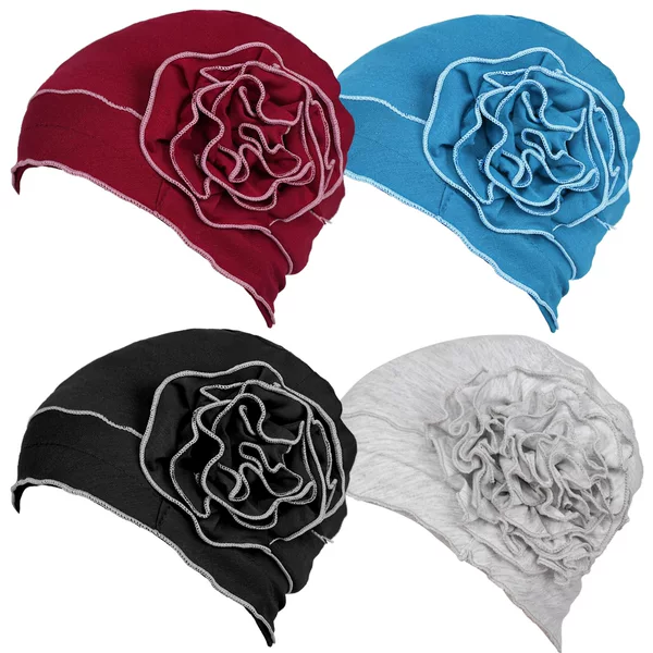 Factory Direct Sales New Flower Hat European and American Best-Selling Women's Large Flower Turban Hat Elastic Care Hat Turban
