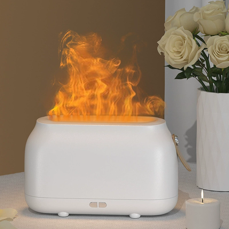 Ultrasonic Aroma Diffuser Humidifier, Flame-Effect LED, Compact RGB Color Options