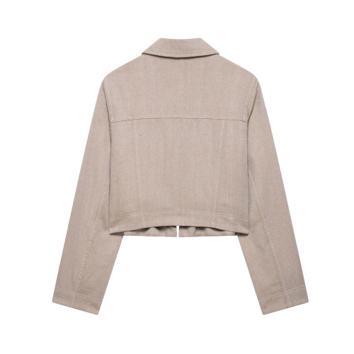 2025 Autumn Women's Western Style Herringbone Short Coat + Straight Leg Pants Fashion Set