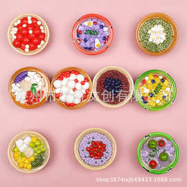 创意盲盒美食冰箱贴装饰水果红豆芋圆甜品糖水豪华大卡食玩磁贴