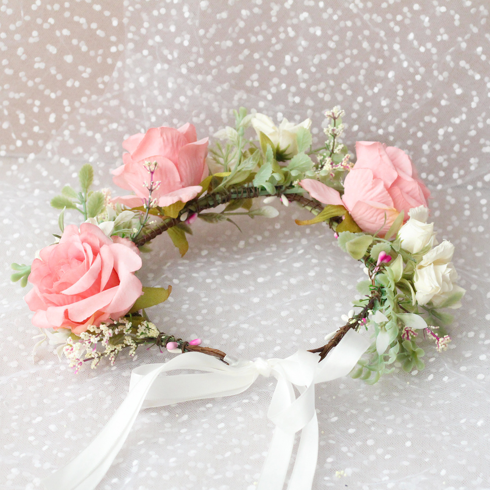 Fashion Garland Headwear Wholesale Art Rose Bridal Simulation Flower Hair Accessories display picture 5