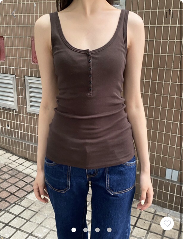 Bm Style American-Style Brown Plain Six-Button Bm Tank Top for Women, Slim Fit, Flattering Outerwear, Base Layer Shirt Bm Style American-Style Brown Plain Six-Button Bm Tank Top for Women, Slim Fit, Flattering Outerwear, Base Layer Shirt