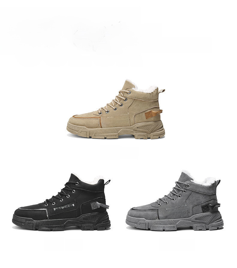 Vinterstøvler Herrestøvler med høy topp, snøstøvler til alle anledninger, fritidsstøvler, fleecefôrede, varme bomullssko, sikkerhetssko med tykk såle_voghion.com