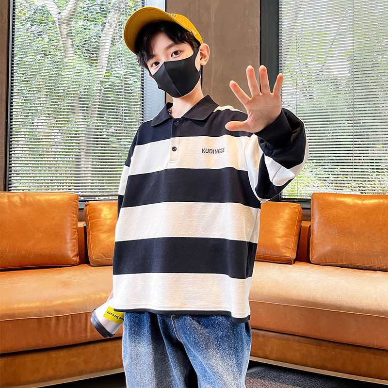 Children's Spring Striped Sweatshirt for Boys 2024 New Arrival Medium and Large Kids Spring Top for Boys Trendy Brand